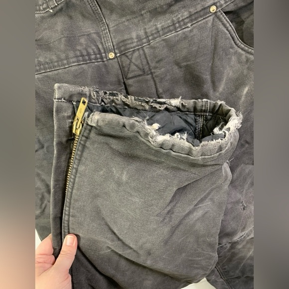 1999 Carhartt R03 Arctic Black Quilt Lined Bib Overalls 34x30 Very Distressed - Picture 11 of 13